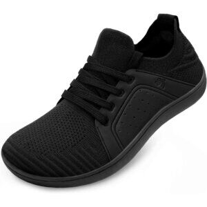Women's Black Barefoot Wide Toe Minimalist Breathable Zero Drop Fashion Sneakers
